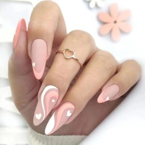 24pcs Long Stiletto Wearable French Fake Nails - 315